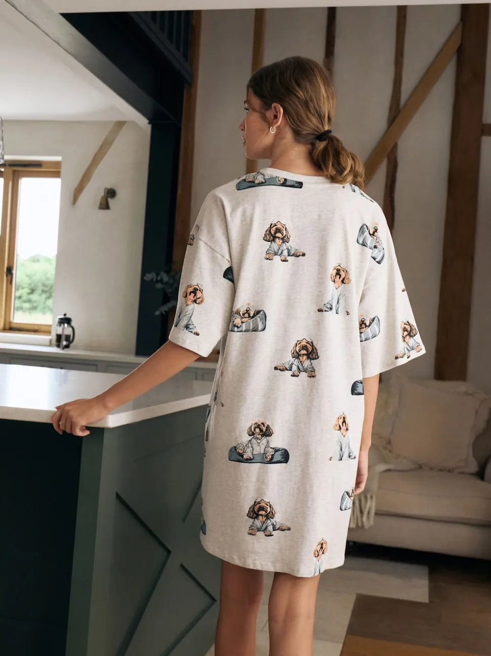 Grey Charlie The Cockapoo Cotton Nightie
