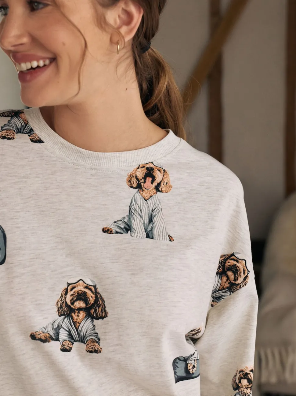 Grey Charlie The Cockapoo Cotton Nightie