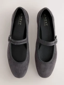 Grey Cord Forever Comfort Round Toe Buckle Detail Mary Jane Shoes