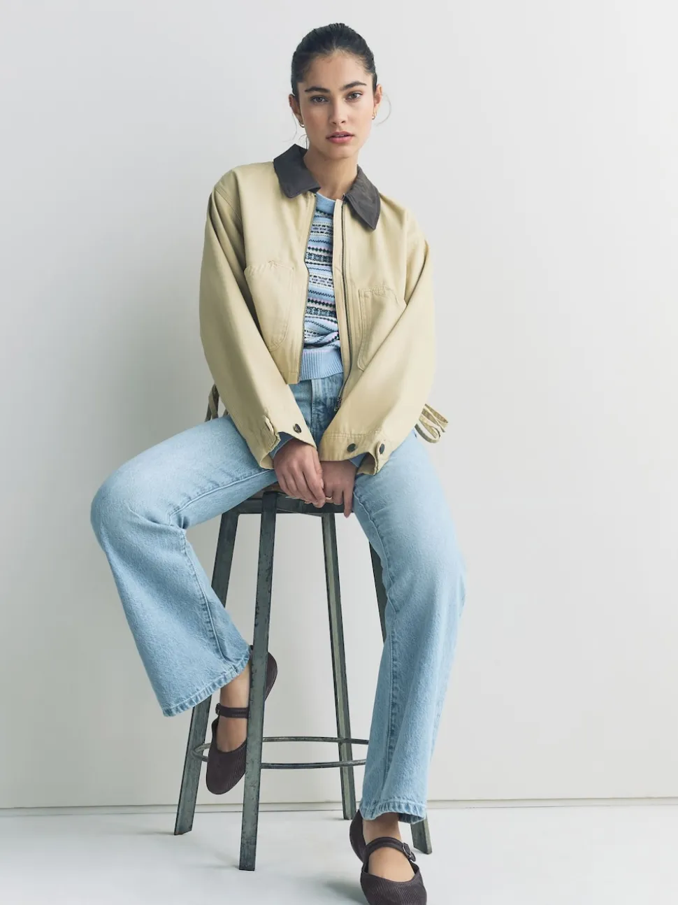 Grey Cord Forever Comfort Round Toe Buckle Detail Mary Jane Shoes