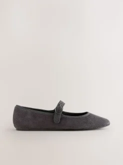Grey Cord Forever Comfort Round Toe Buckle Detail Mary Jane Shoes