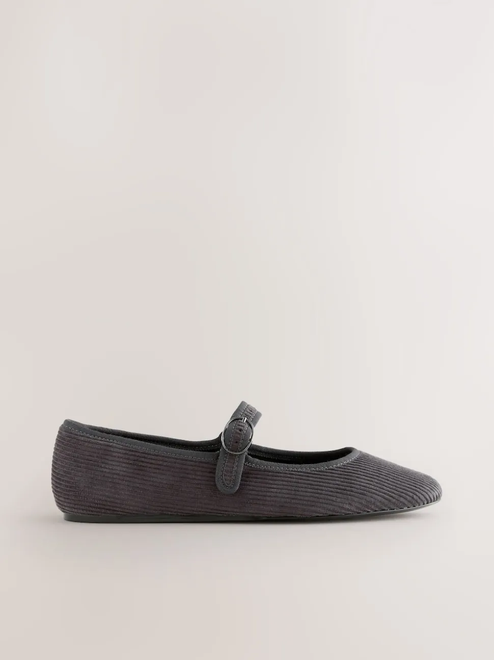 Grey Cord Forever Comfort Round Toe Buckle Detail Mary Jane Shoes