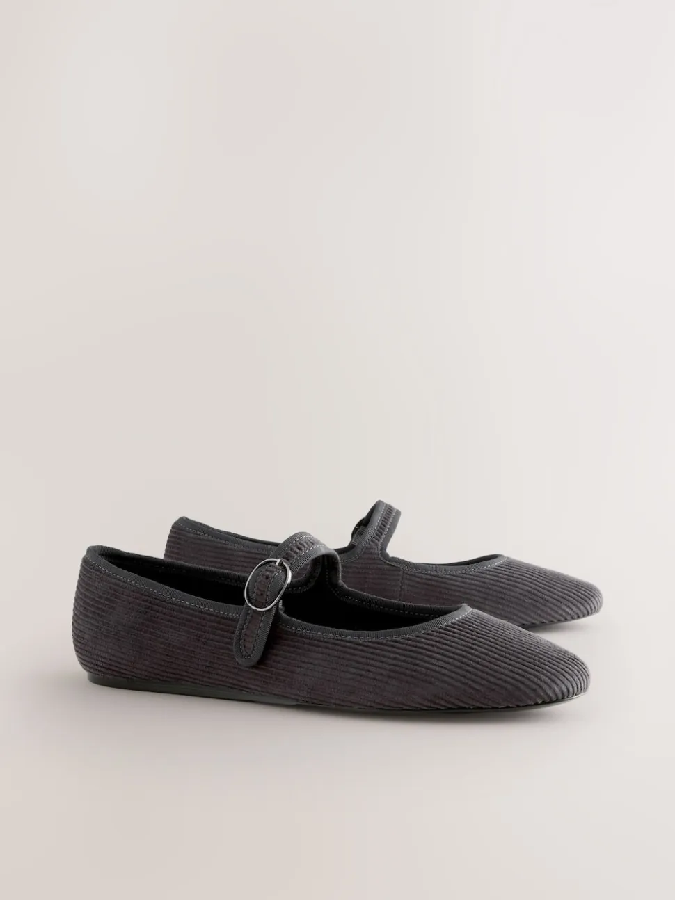 Grey Cord Forever Comfort Round Toe Buckle Detail Mary Jane Shoes