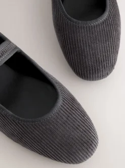 Grey Cord Forever Comfort Round Toe Buckle Detail Mary Jane Shoes