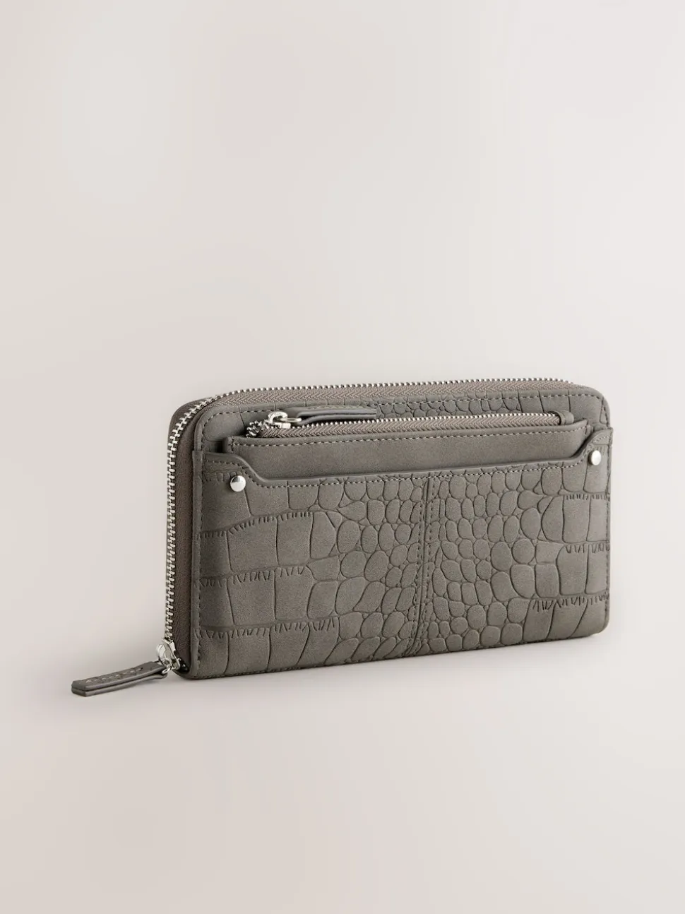 Grey Croc Effect Large Purse