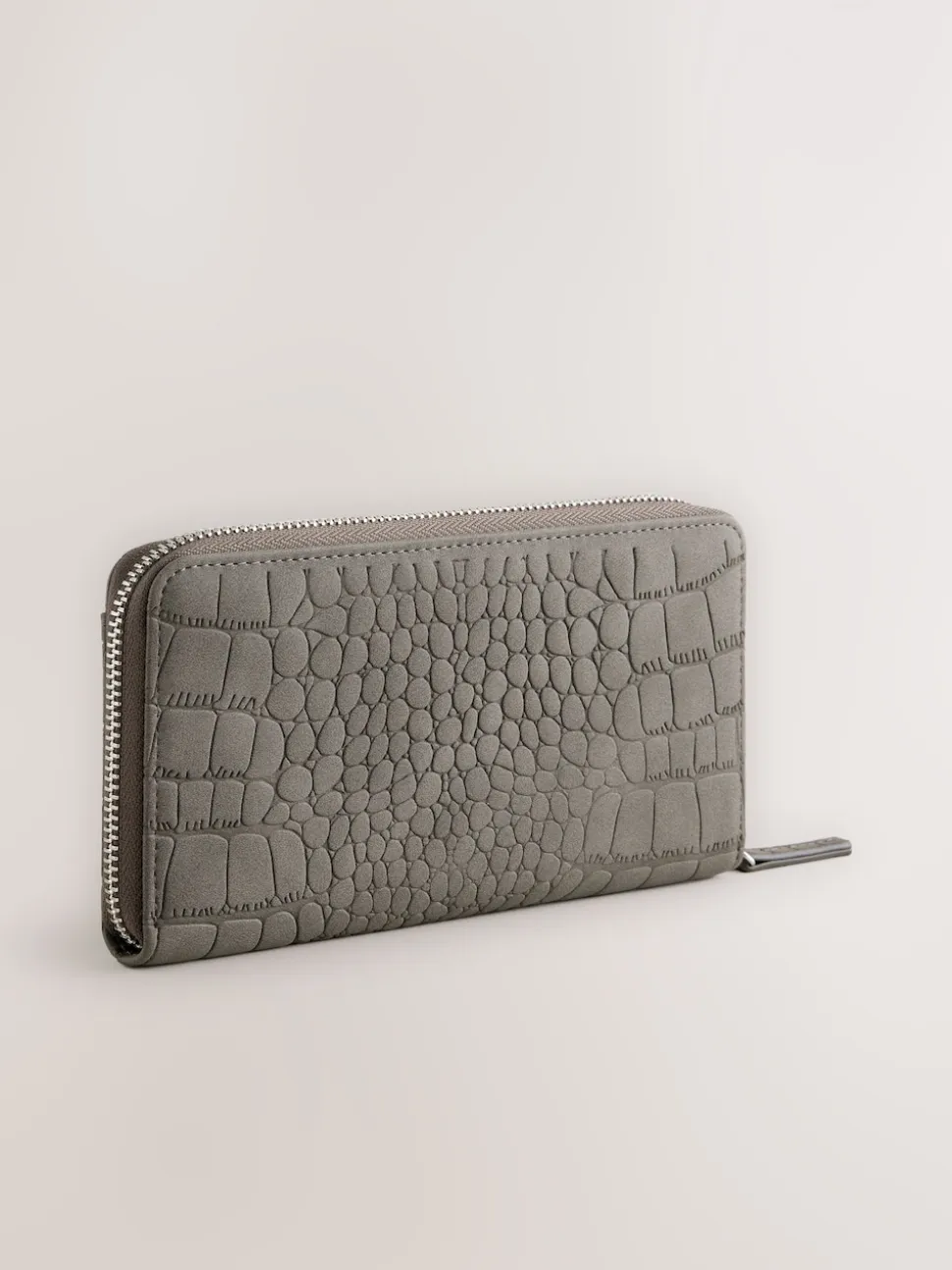 Grey Croc Effect Large Purse