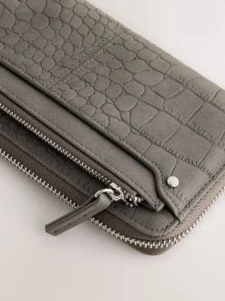 Grey Croc Effect Large Purse