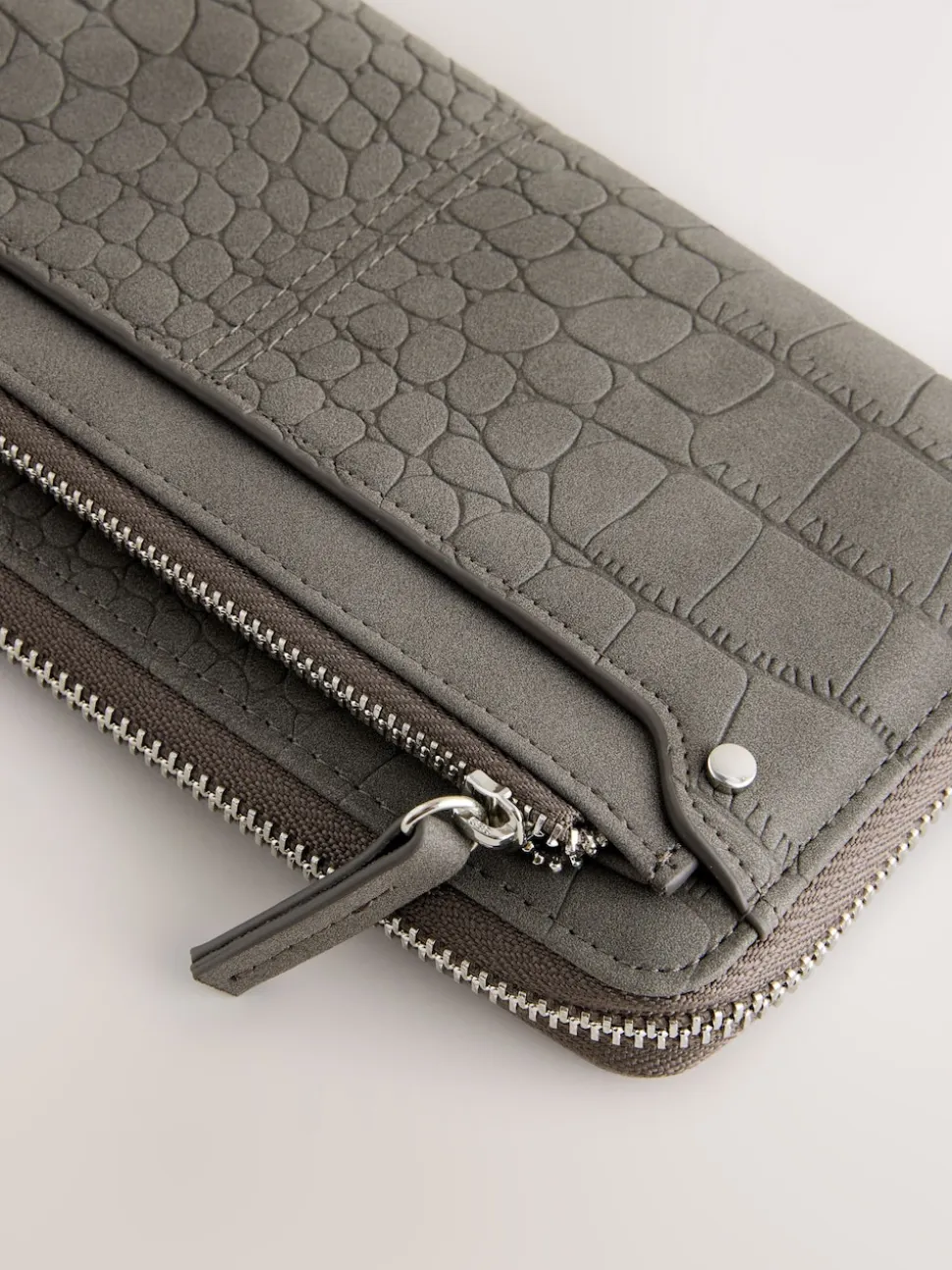Grey Croc Effect Large Purse