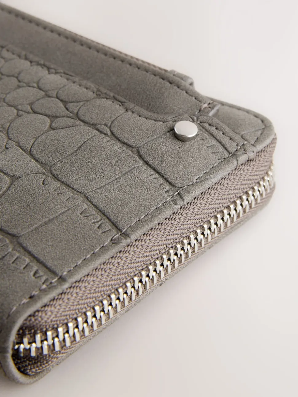 Grey Croc Effect Large Purse