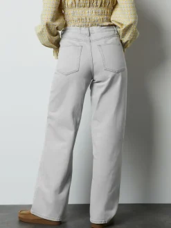 Grey Denim Wide Leg Joggers Waist Jeans