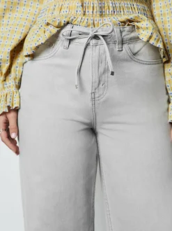 Grey Denim Wide Leg Joggers Waist Jeans