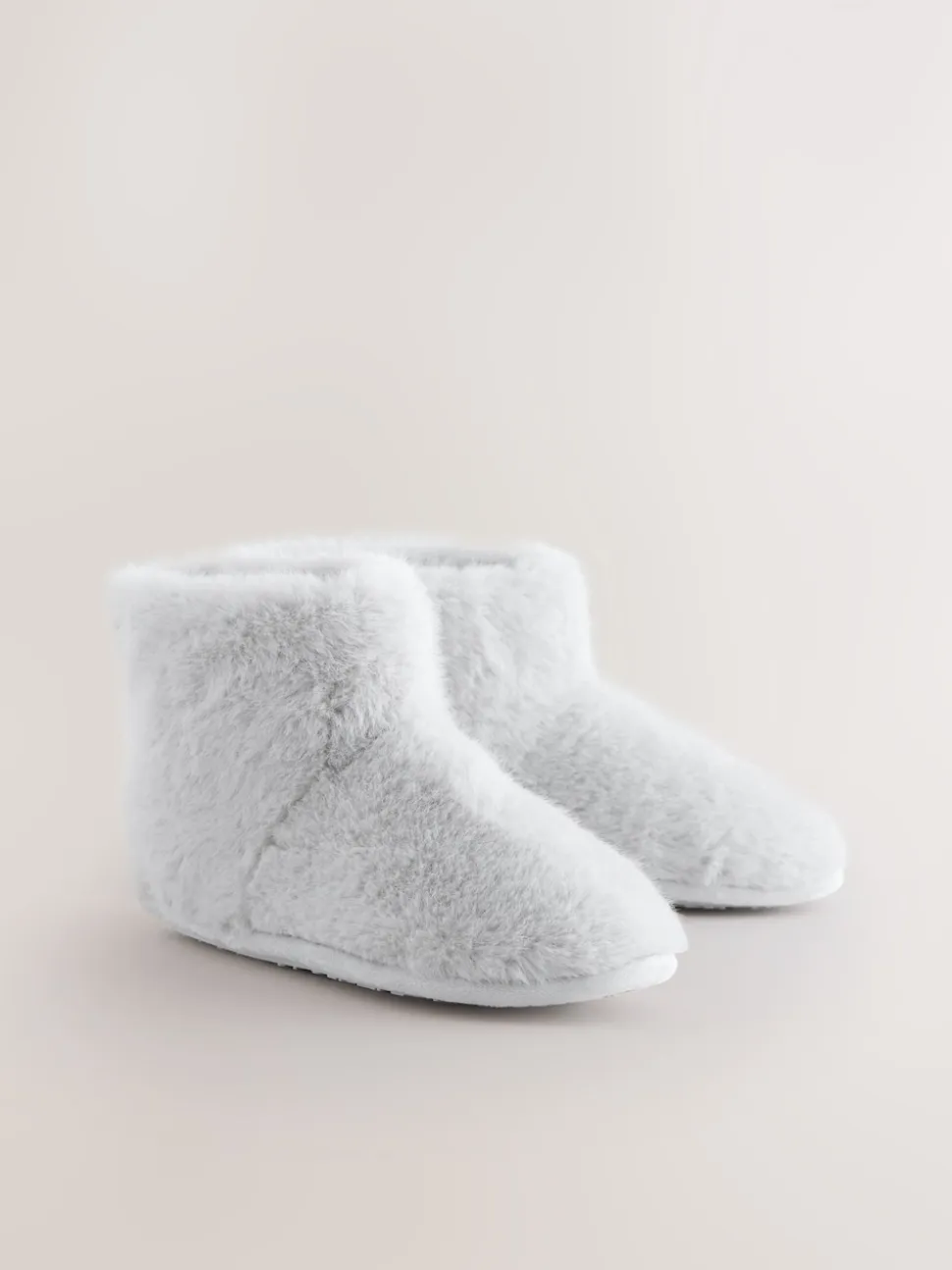 Grey Faux Fur Boot Slippers