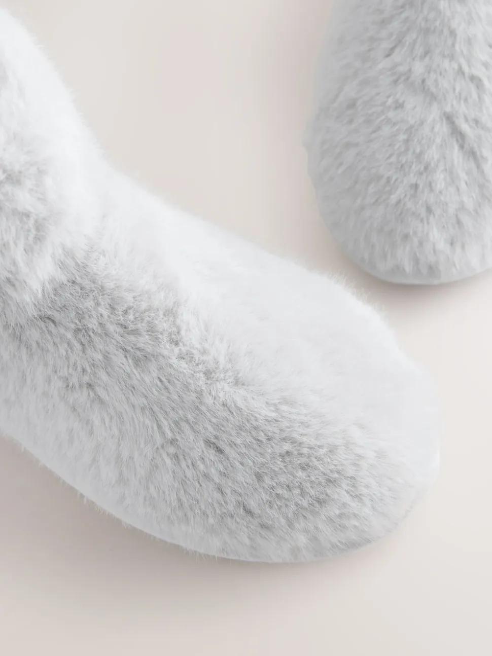 Grey Faux Fur Boot Slippers