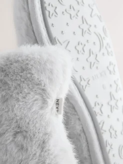 Grey Faux Fur Boot Slippers
