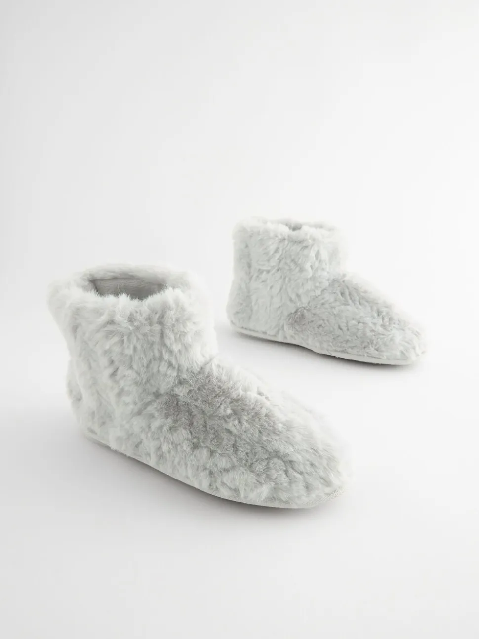 Grey Faux Fur Boot Slippers