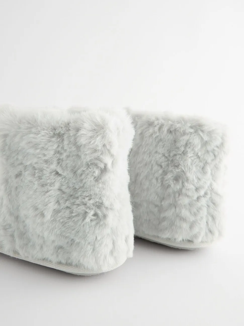 Grey Faux Fur Boot Slippers