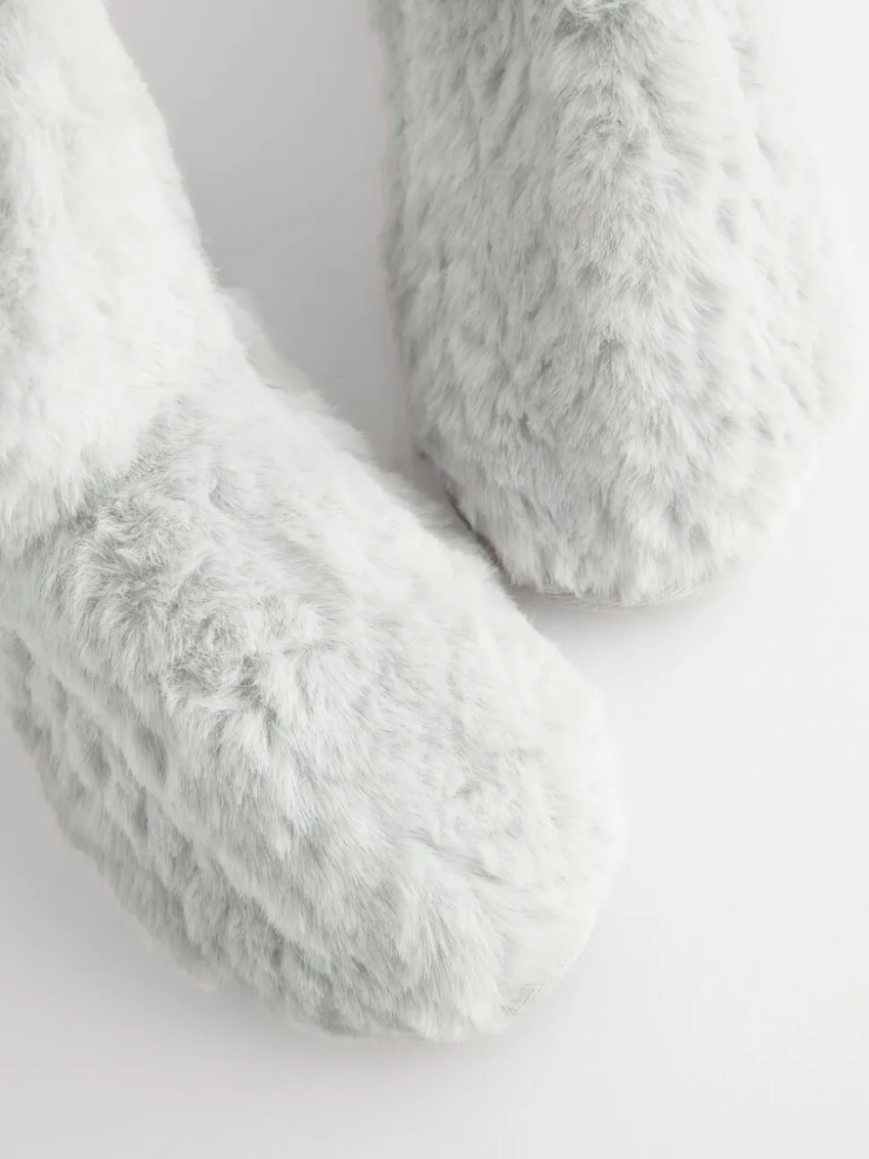 Grey Faux Fur Boot Slippers