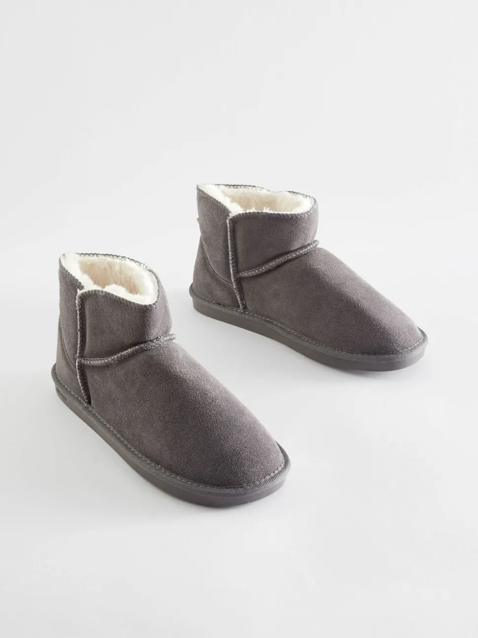 Grey Faux Fur Lined Suede Slipper Boots