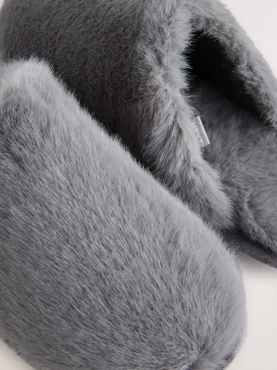 Grey Faux Fur Mule Slippers