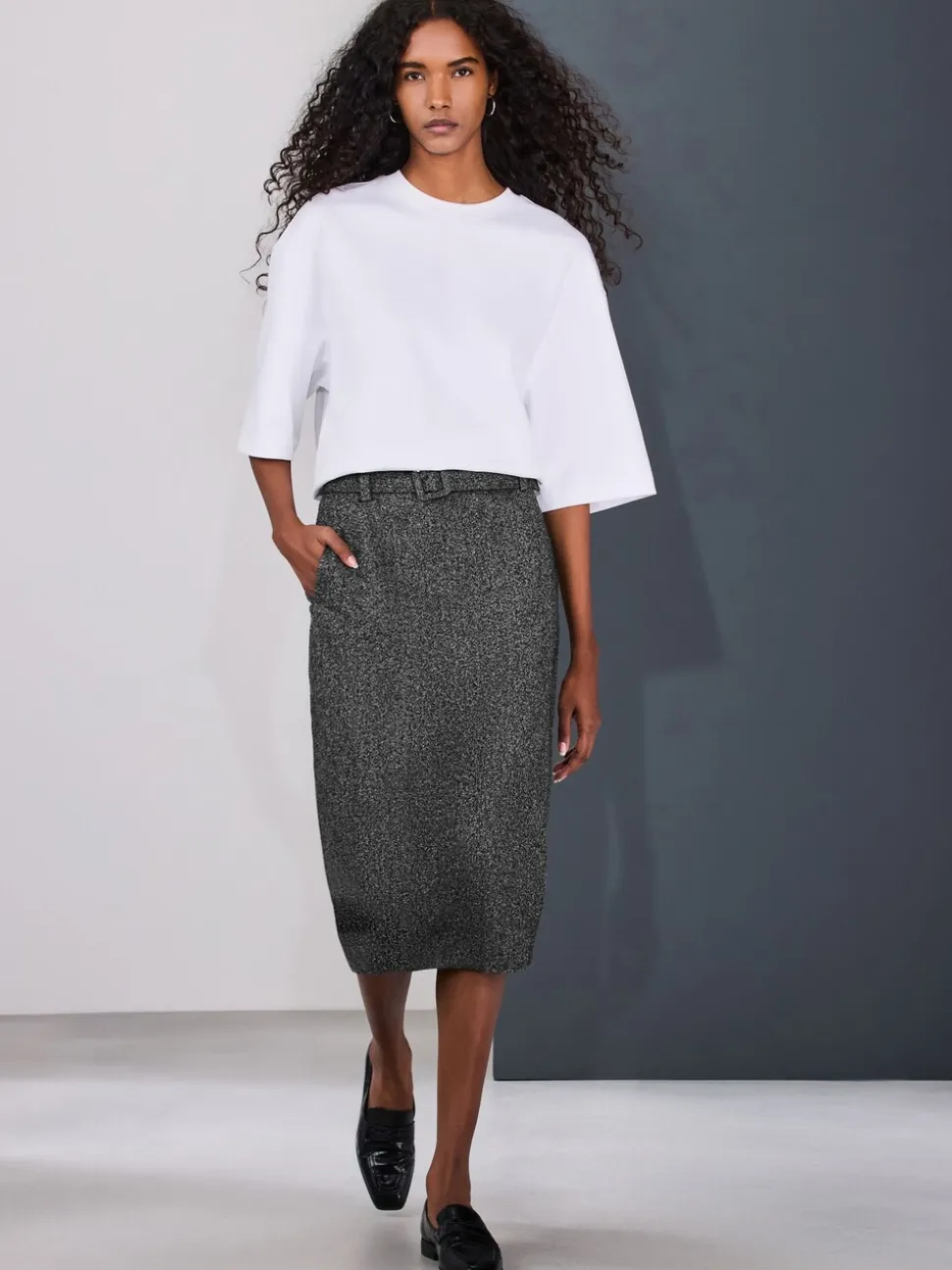 Grey Fleck Tailored Pencil Skirt
