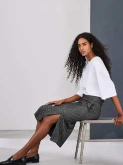 Grey Fleck Tailored Pencil Skirt