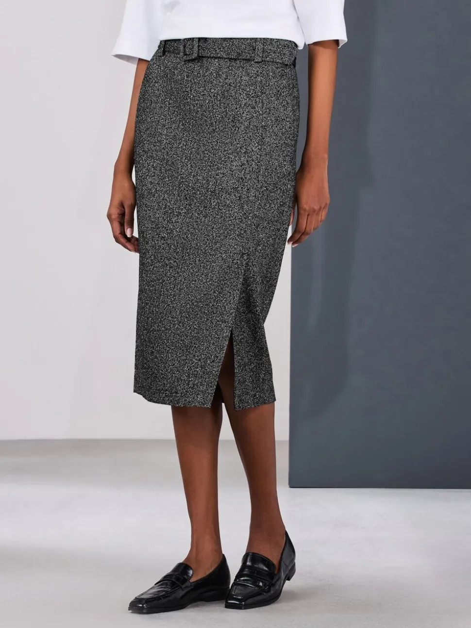 Grey Fleck Tailored Pencil Skirt