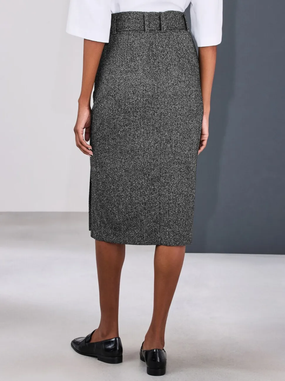 Grey Fleck Tailored Pencil Skirt