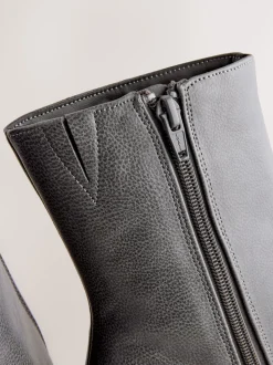 Grey Forever Comfort® Chisel Toe Heeled Ankle Boots