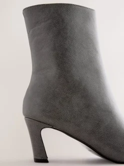Grey Forever Comfort® Chisel Toe Heeled Ankle Boots