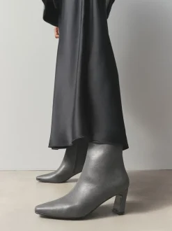 Grey Forever Comfort® Chisel Toe Heeled Ankle Boots
