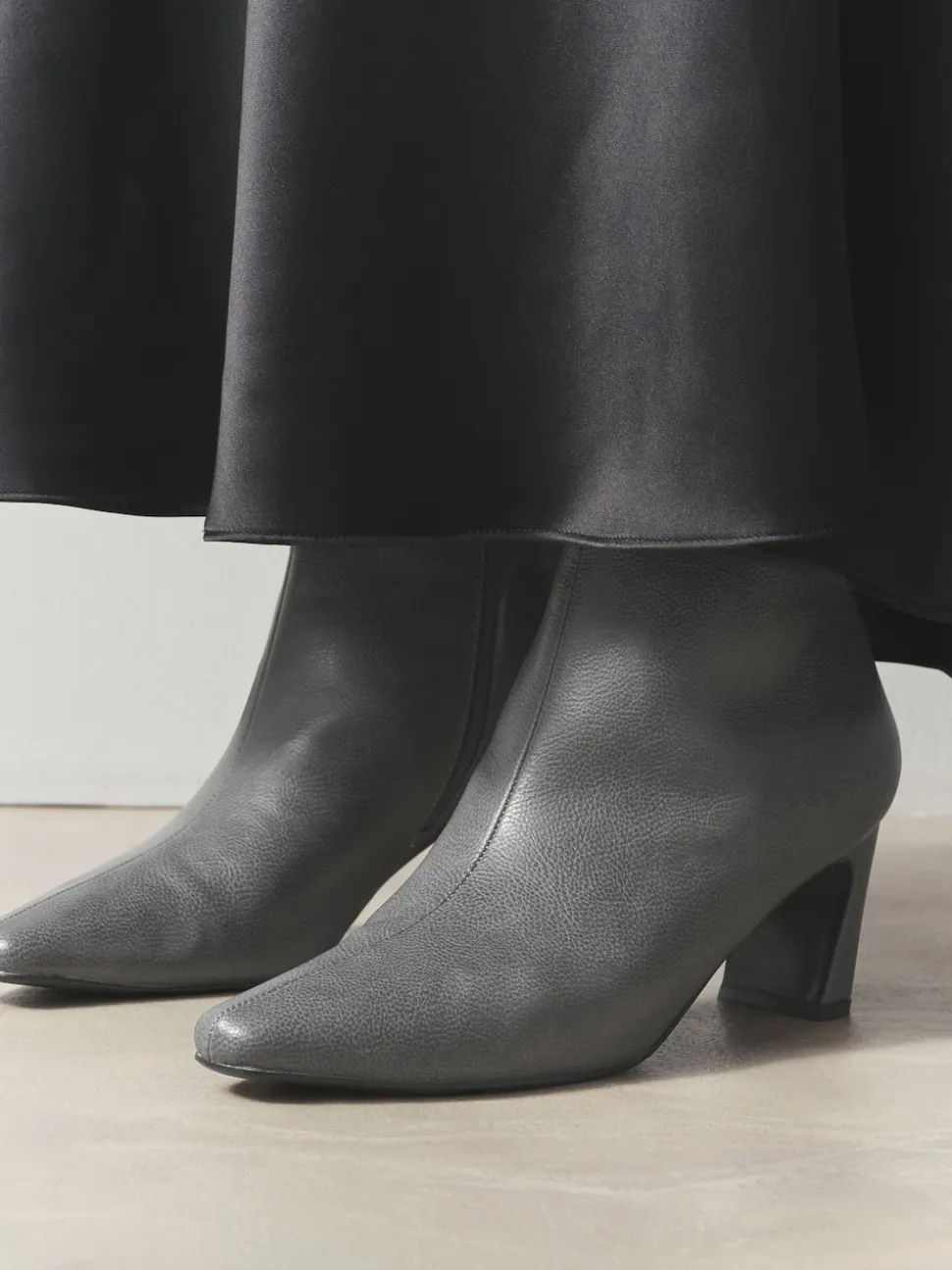 Grey Forever Comfort® Chisel Toe Heeled Ankle Boots