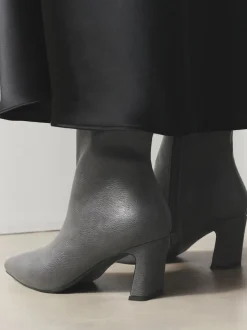 Grey Forever Comfort® Chisel Toe Heeled Ankle Boots