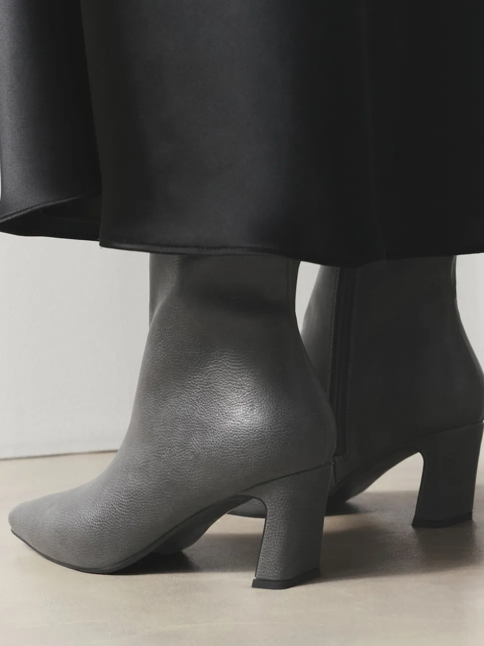 Grey Forever Comfort® Chisel Toe Heeled Ankle Boots