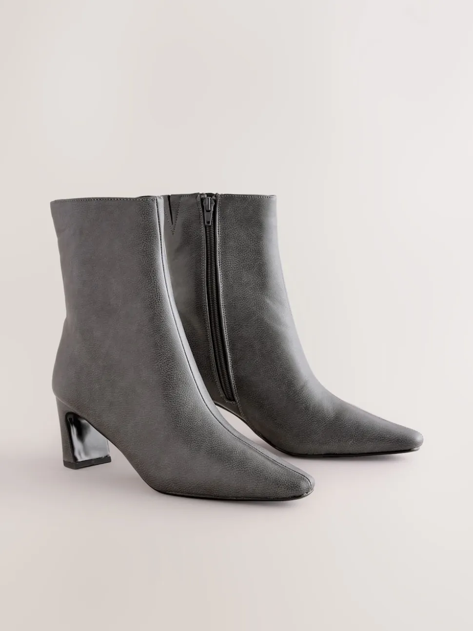 Grey Forever Comfort® Chisel Toe Heeled Ankle Boots