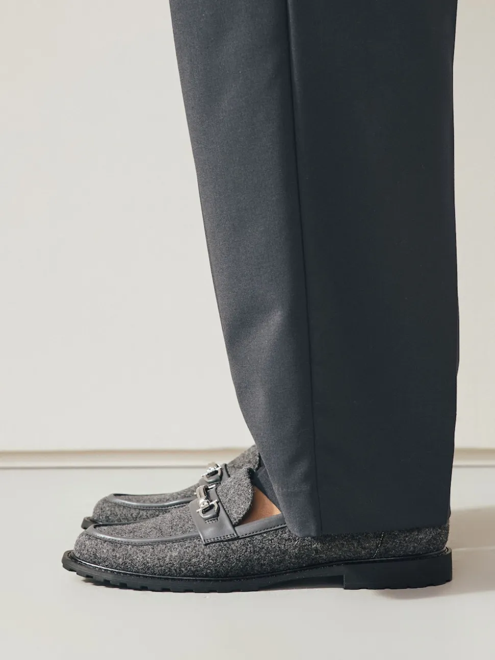 Grey Forever Comfort® Trim Hardware Round Toe Loafers