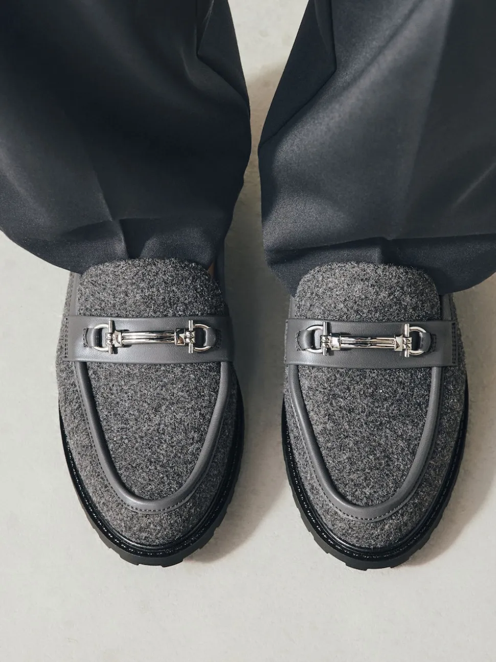 Grey Forever Comfort® Trim Hardware Round Toe Loafers