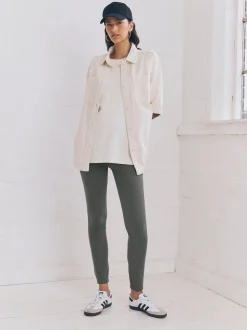 Grey Full Length Jersey Denim Leggings