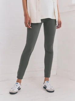 Grey Full Length Jersey Denim Leggings