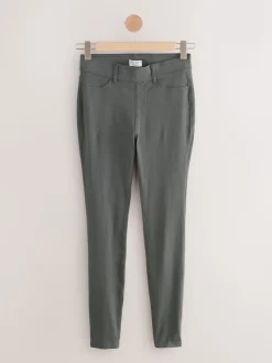 Grey Full Length Jersey Denim Leggings