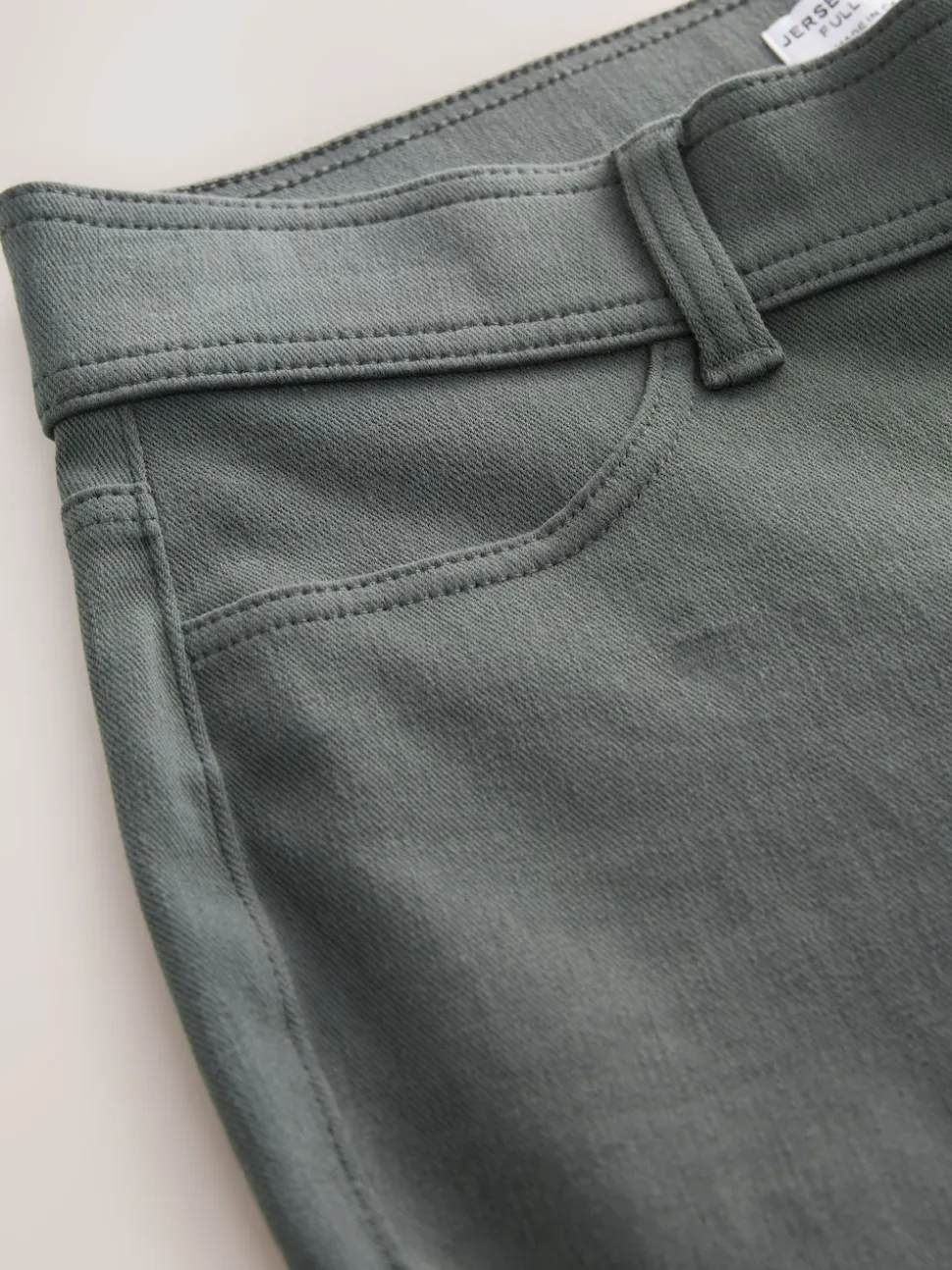 Grey Full Length Jersey Denim Leggings