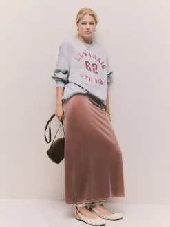 Grey Graphic Satin Applique 'Le Marais' City Longsleeve Crewneck Sweatshirt