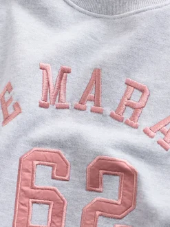 Grey Graphic Satin Applique 'Le Marais' City Longsleeve Crewneck Sweatshirt
