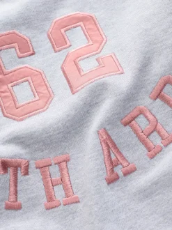Grey Graphic Satin Applique 'Le Marais' City Longsleeve Crewneck Sweatshirt