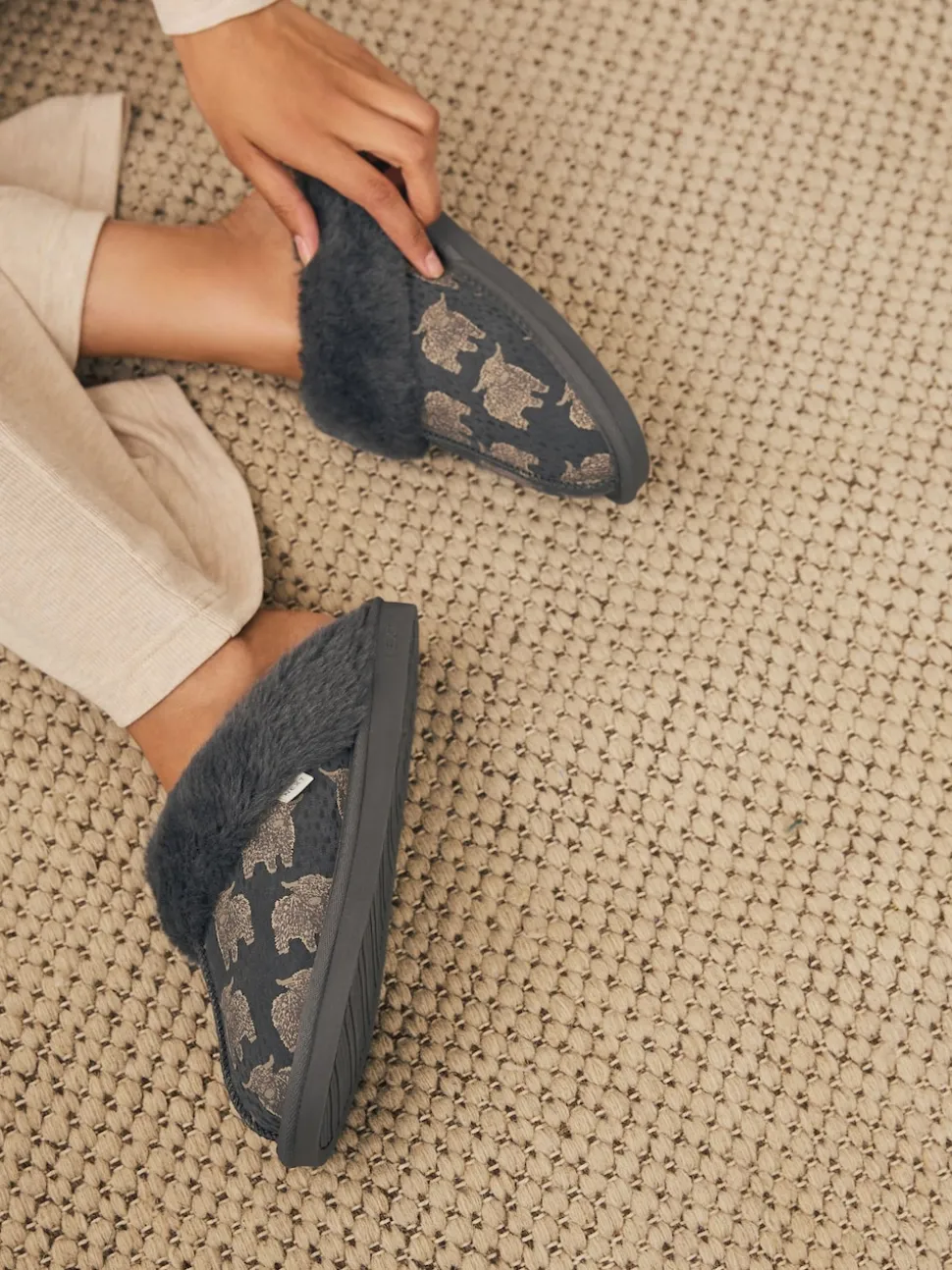 Grey Hamish Suede Mule Slippers