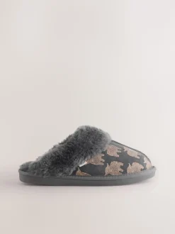 Grey Hamish Suede Mule Slippers
