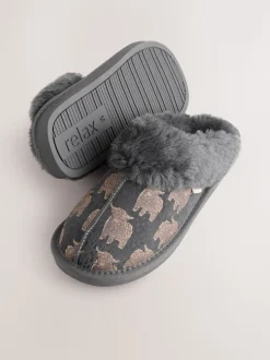 Grey Hamish Suede Mule Slippers