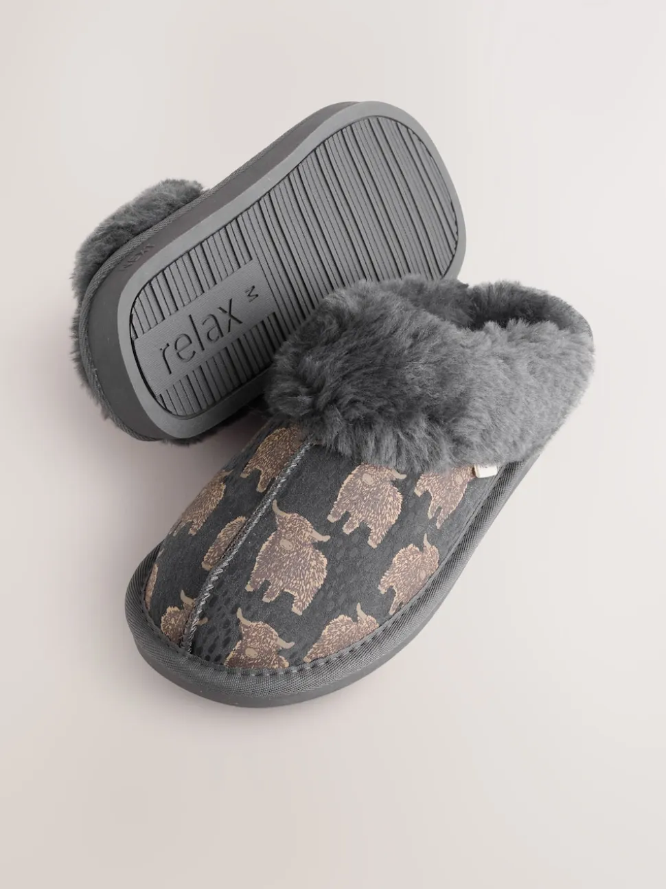 Grey Hamish Suede Mule Slippers