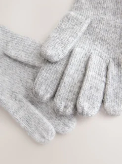Grey Heart Knitted Gloves