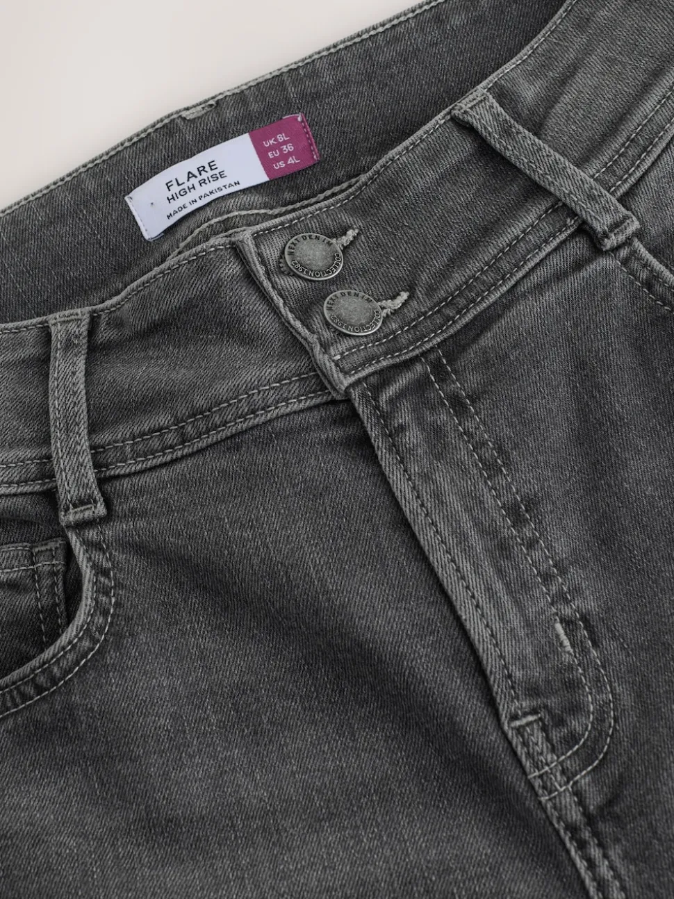 Grey High Rise Stretch Flare Jeans