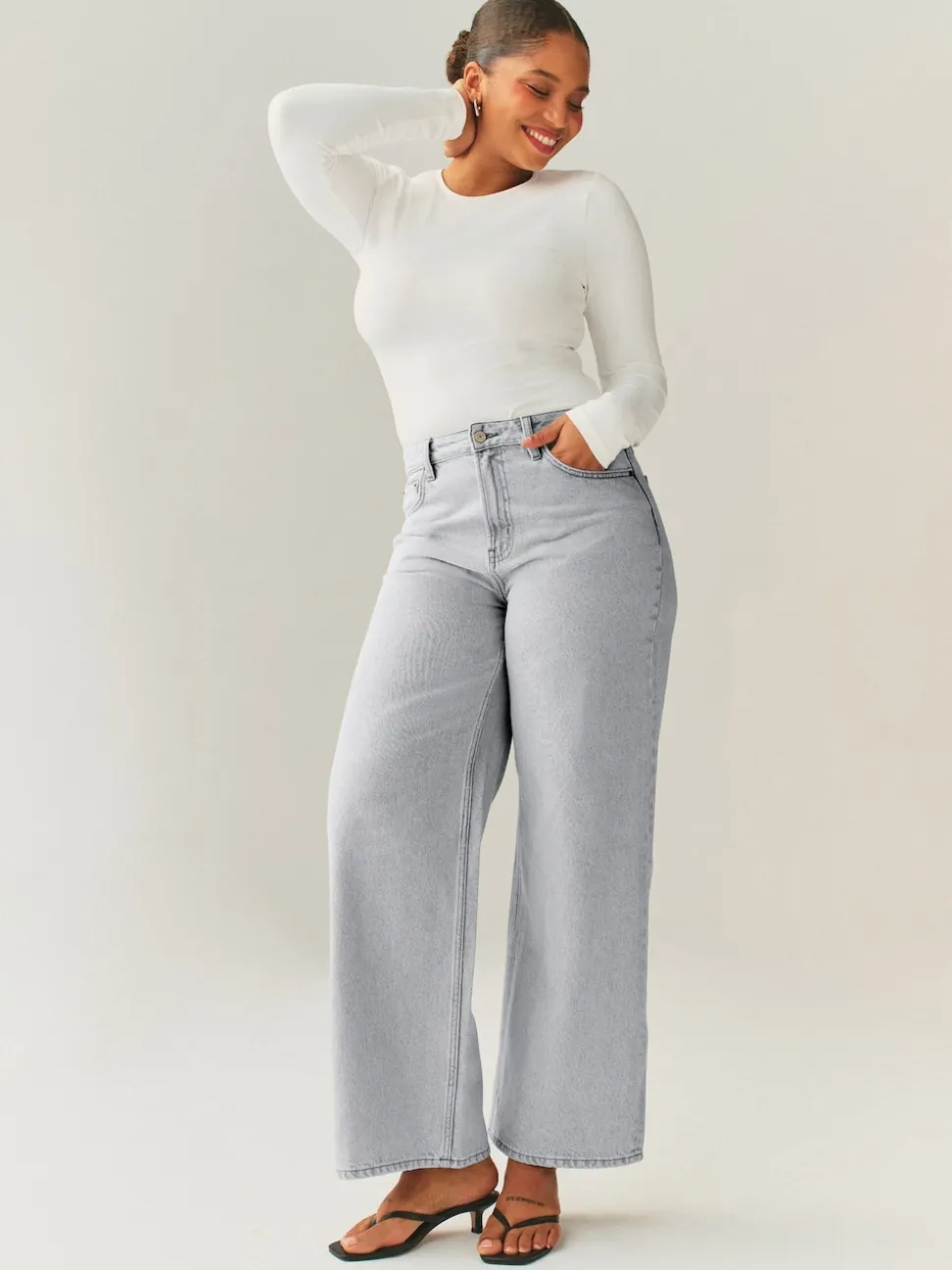 Grey Hourglass Wide Leg Jeans